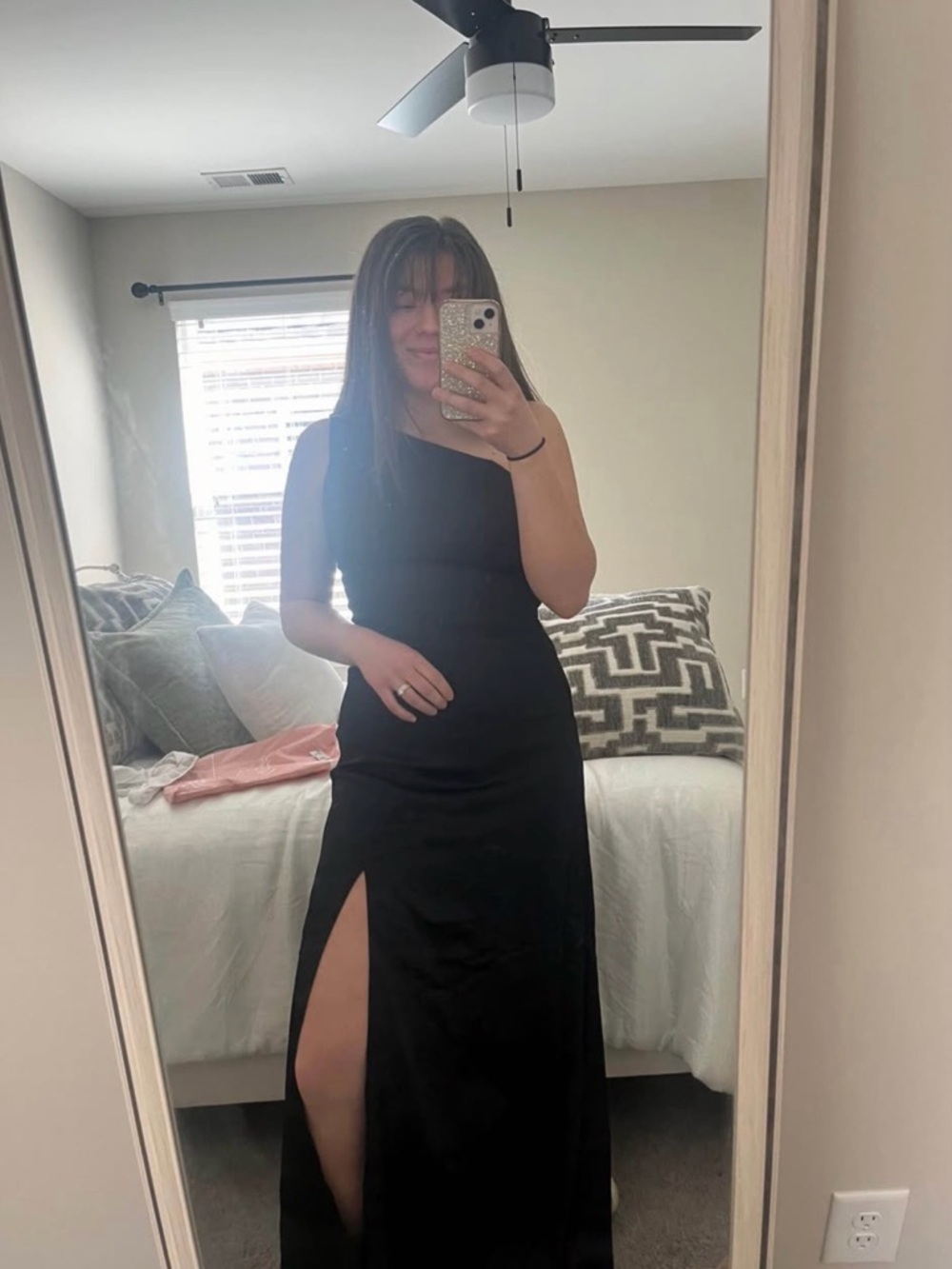 Birdy Grey Elegant Black One-Shoulder Evening Dress with Side Slit